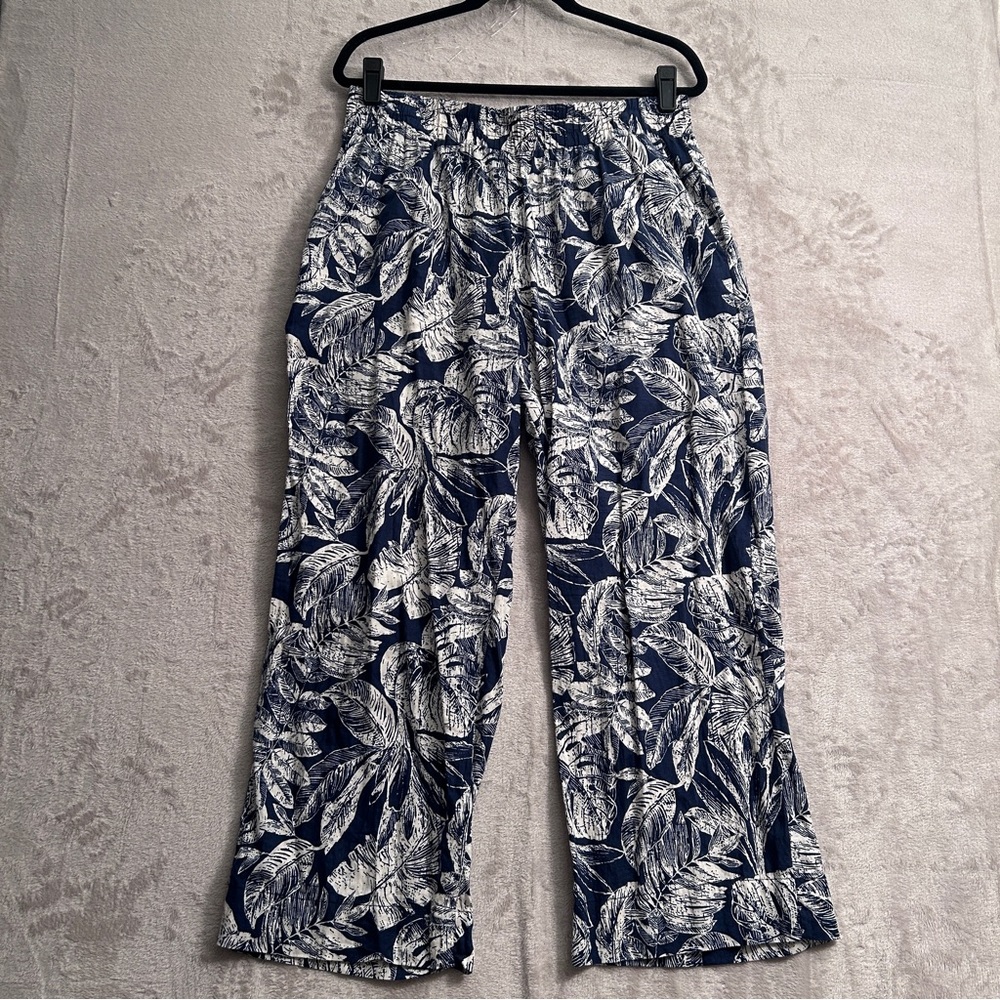 Panama Jack Beachy Tropical Coastal Linen Blend Flowy Airy Pants Size XL